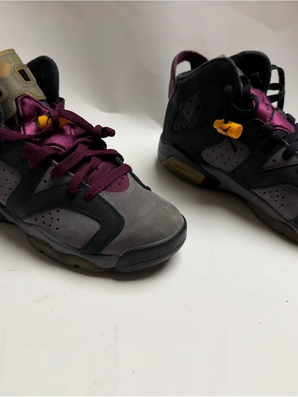 Jordan Women’s High-Top Sneakers in Gray, Black and Purple